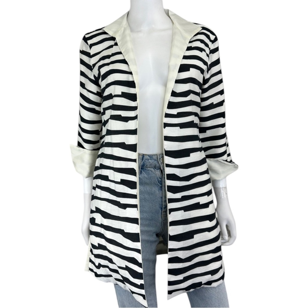 GRACE CHUANG Black Striped Jacket Size M B0445